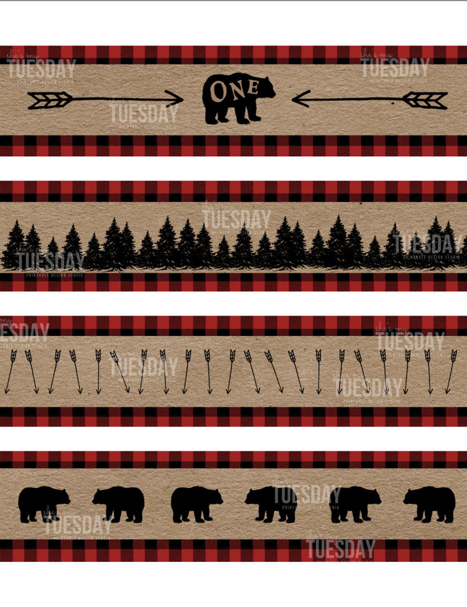 Lumberjack First Birthday Water Bottle Labels Printable | Etsy