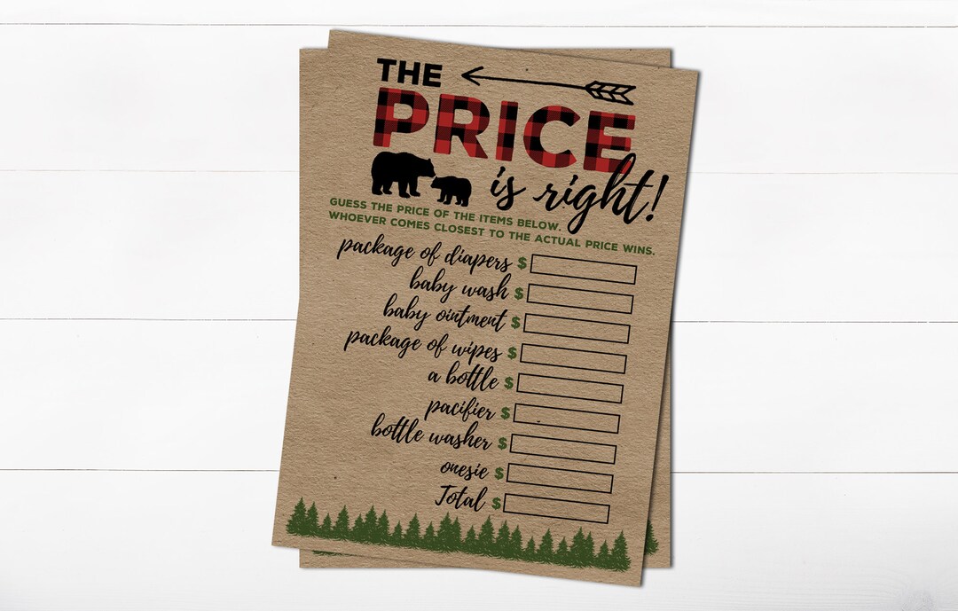Baby Item Price Baby Shower Game Rustic Baby Shower Price Guessing Game