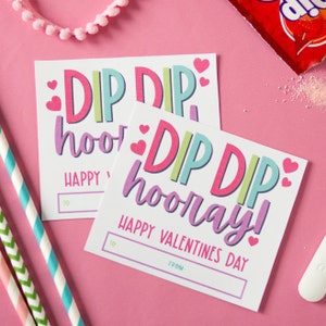 Dip Candy Wrapper Valentine para impressão - Cartão de dia dos namorados divertido para download instantâneo - Dia dos namorados infantil para a escola