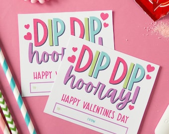 Dip Candy Wrapper Valentine Printable - Fun Instant Download Valentines Card - Kids Valentines For School