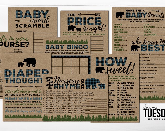 Bear Baby Shower Games Buffalo Plaid Baby Shower Games - Etsy