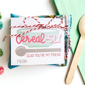Cereal Valentine para impressão - Cartão Punny Valentine - Cerealmente feliz por você ser meu amigo - PDF editável School Valentine