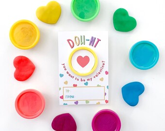 Playdough Valentine Printable - Allergy Friendly Valentine Card For Classroom - Instant Download Digital File
