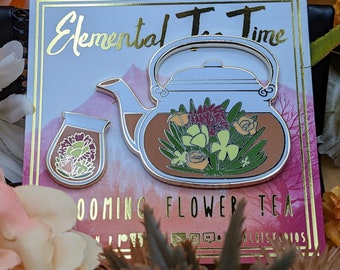 Épingles en émail pour théière et tasse à thé Blooming Flower