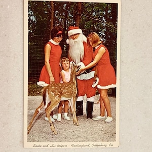 Vintage Postkarte Weihnachtsmann und seine Helfer Fantasyland get gettysburg PA Urlaubspostkarte
