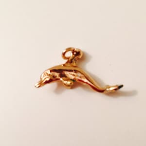 Vintage Dolphin Charm Sterling Silver Gold Plated Dolphine Charm