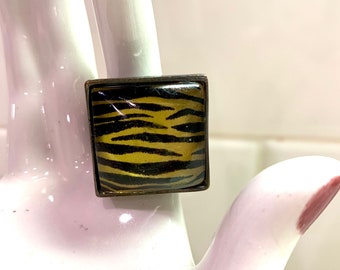 Vintage Tiger Stripe Chunky Ring Tamaño 61/2 - 7 Anillo de declaración