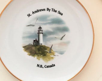Vintage New Brunswick Canada St Andrews by the Sea Collector Plate Souvenir Plate Canada Dish Wall Decor Shipping shown is for Los Angeles