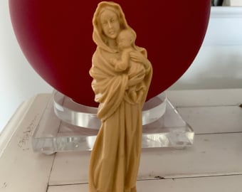 Estatua vintage de la Santísima Madre y el Niño Jesús, Virgen María