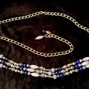 Gold blue lapis bird chain belt statement belt Soleil Statement Stone Gold Chain Belt | 12th Tribe main image 3