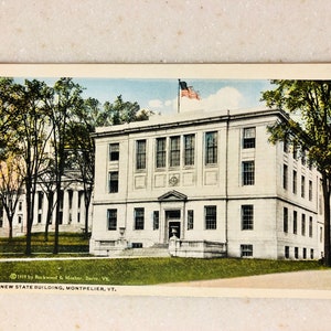 Cartolina d'epoca del Campidoglio dello Stato del Vermont, VT Capitol Building, Montpelier, 1919