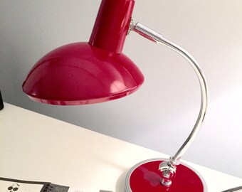 Goose Neck Desk Lamp Red Classic Chrome and Enamel Desk Lamp Student Lamp Retro Style Heavy Duty