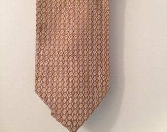 ヴィンテージ ゴールドプリント ヒューゴボス シルクネクタイ イタリア製 シルク生地