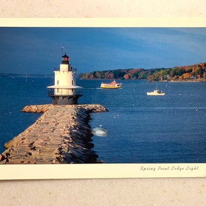 Vintage Postkarte South Portland Maine Spring Point Ledge Light Over Size