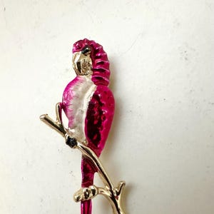 Vintage Red Parrot Brooch Bird Pin