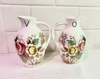 Juego de aceite y vinagre Vintage Nasco Japan Rose Arbor