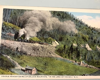 Vintage Postcard Train Saluda Mountain N C in the Land of the Sky