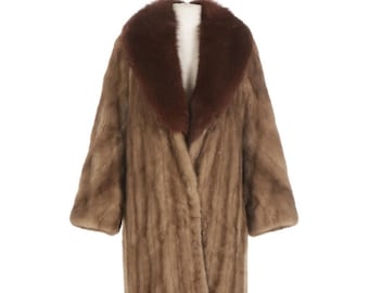 Vintage Mink & Fox Stroller Fur Coat Mink with Fox Shawl Collar 3 /4 Length Fur Coat Will Consider Layaway Beautiful Coat