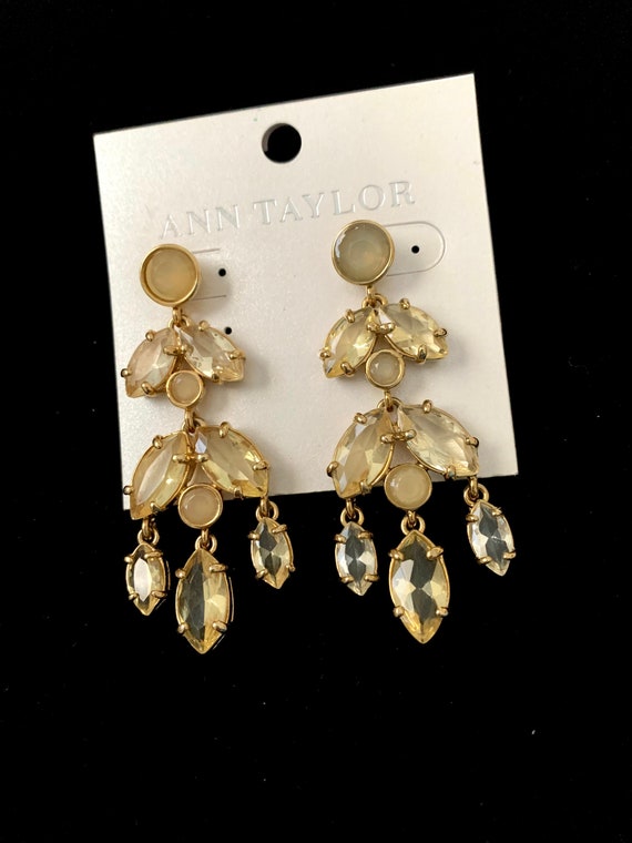 Vintage Rhinestone Dangle 2 Inch Earrings Ann Tay… - image 2