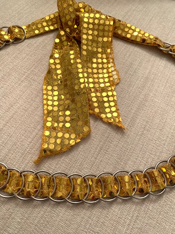 Vintage Decorative Gold Fabric Belt Women's State… - image 3