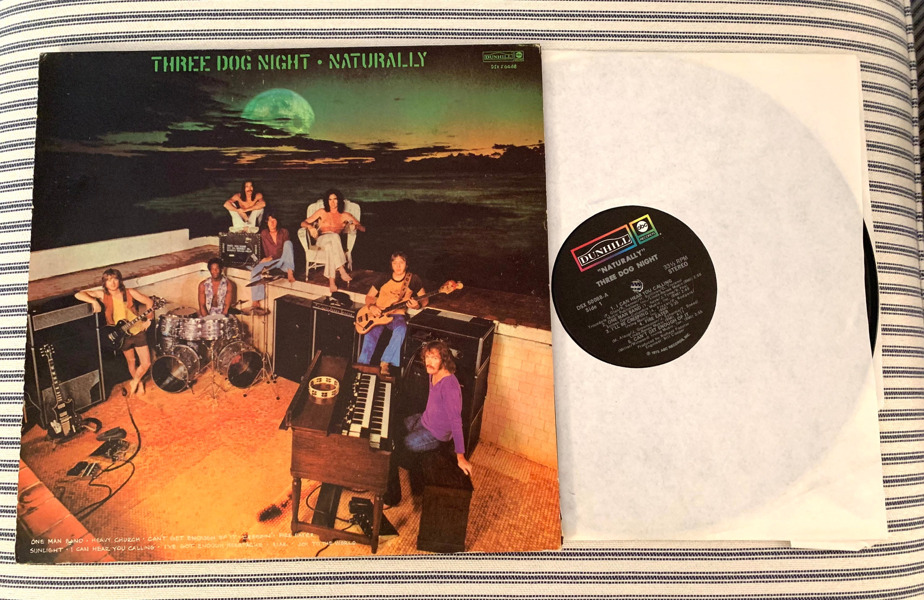 Vintage LP Three Dog Night Naturally with Poster Vinyl