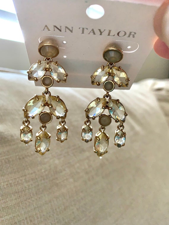 Vintage Rhinestone Dangle 2 Inch Earrings Ann Tay… - image 1