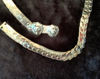 Cintura sottile argento vintage con chiusura a testa di leone Cintura da donna