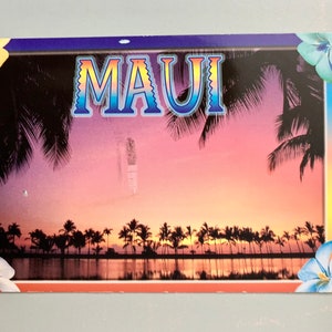 Cartolina d'epoca Maui Hawaii tramonto over size