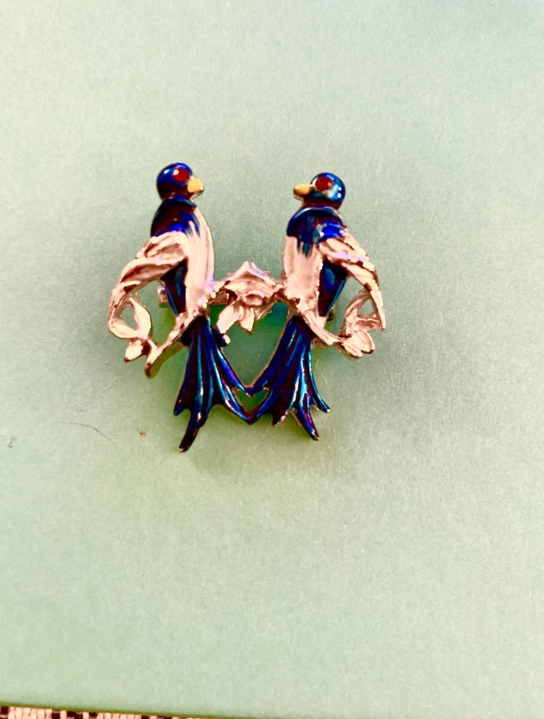 Broche Bluebird vintage avec épingle en argent 2 Blue Jays image 2