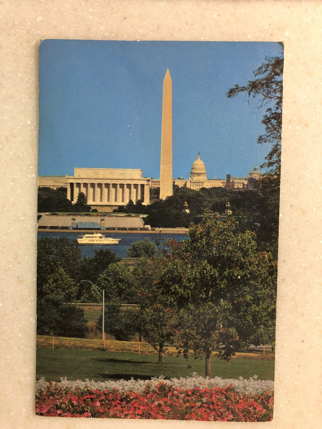Vintage Postcard Washington Monument Lincoln Memorial and Capitol in ...