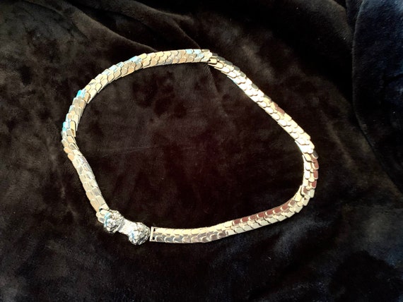 Vintage Silver Skinny Belt with Lion Head Clasp W… - image 2