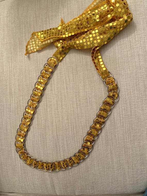 Vintage Decorative Gold Fabric Belt Women's State… - image 4