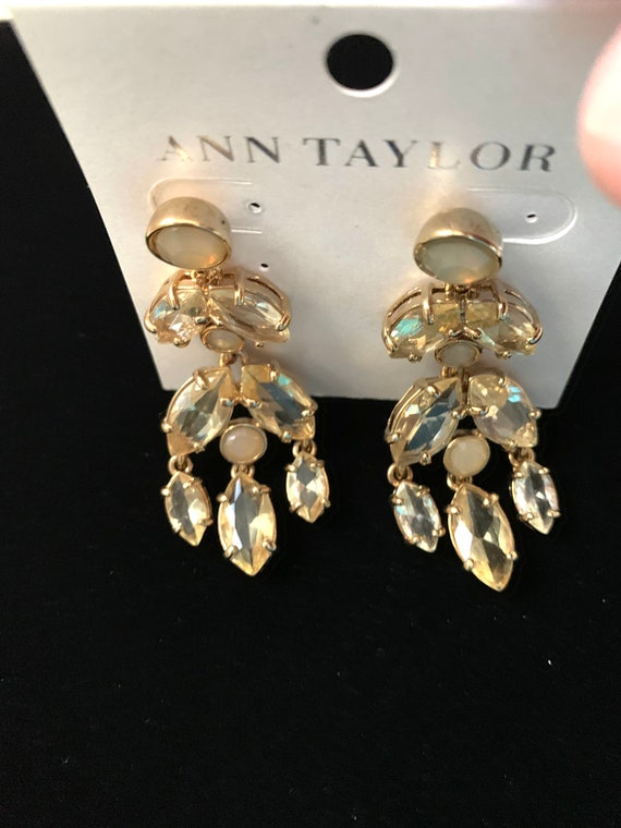 Vintage Rhinestone Dangle 2 Inch Earrings Ann Tay… - image 3