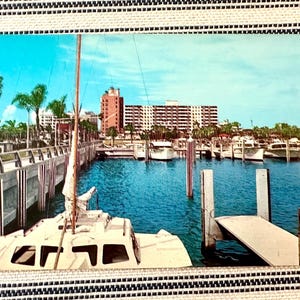 Cartolina d'epoca di Sarasota Fl Marina al City Pier