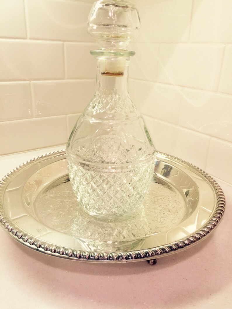 Vintage Royal Crown Wine Decanter Pressed Glass Embossed with Etsy