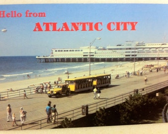 Vintage Postcard Atlantic City, N.J. Ocean One Shopping Mall with Yellow Tram Boardwalk Trolley