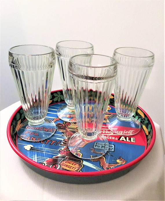 Vintage Set of 4 Root Beer Float Glasses Milkshake Glasses Etsy