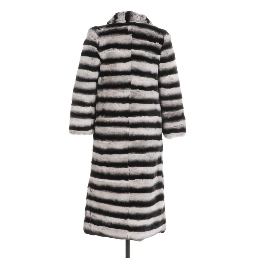 ヴィンテージチンチラ染めレックスラビットファーフルレングスコート