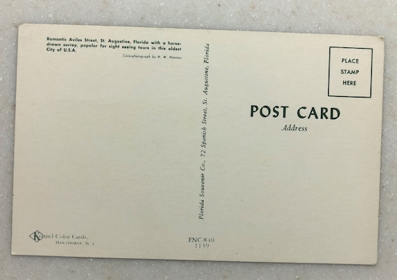 Vintage Postal St Augustine FL Avilés St Caballo - Etsy