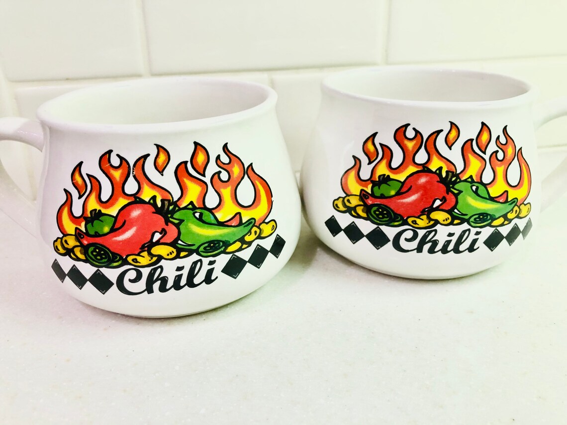 Vintage Chili Mugs Chili Bowls Set of 2 Dishwasher & Microwave Etsy