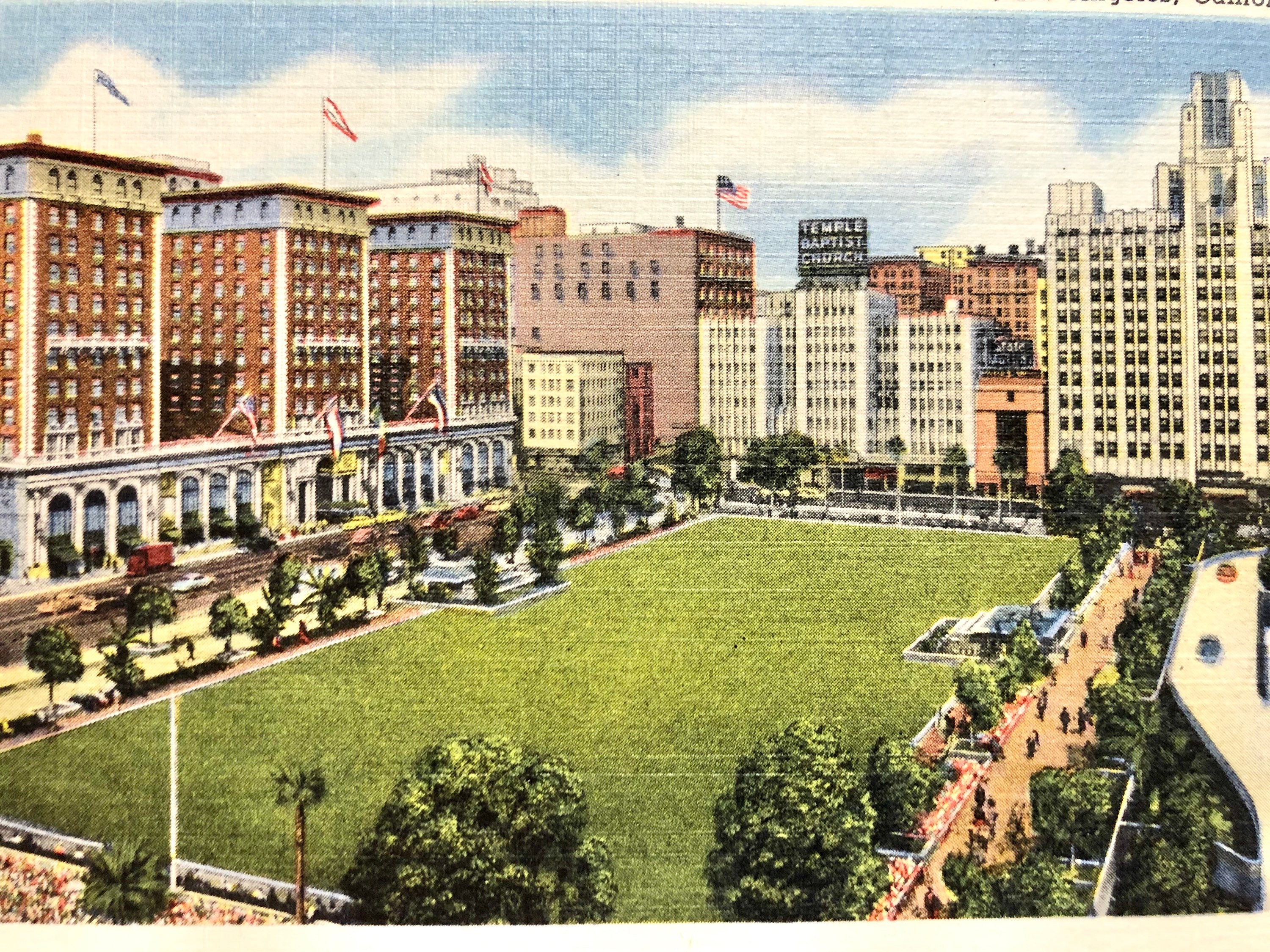 Vintage Postcard Los Angeles CA Pershing Square the Biltmore Etsy 日本