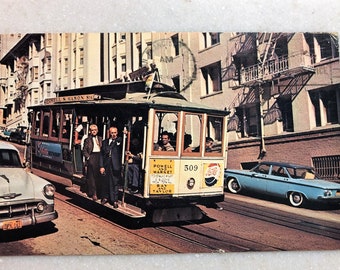 vintage CA Carte postale Téléphérique San Francisco 1965