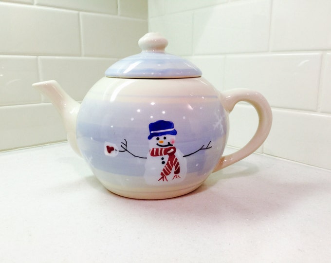 Vintage Snowman Tea Pot , Hot Chocolate Pot White Winter Tea Pot Etsy