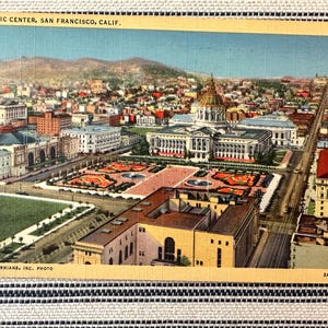 Cartão postal vintage San Francisco CA Civic Center 1943