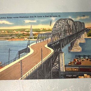 Cartolina d'epoca Ponte MacArthur sul Mississippi da St Louis a East St Louis 1956