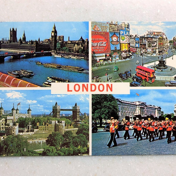 Vintage Postcard London England UK Piccadilly Circus Tower of London Tower Bridge Westminster Bridge Buckingham Palace Guards