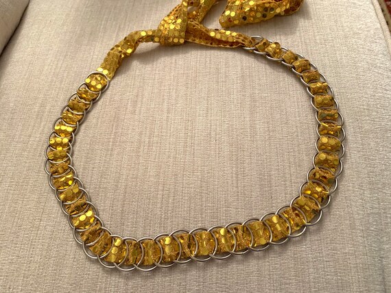 Vintage Decorative Gold Fabric Belt Women's State… - image 8