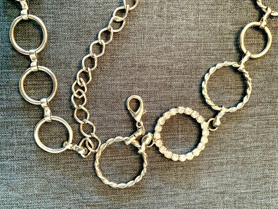 Vintage Rhinestone Loop Belt Large Loops Silver Tone Adjustable Chain Belt Etsy UK