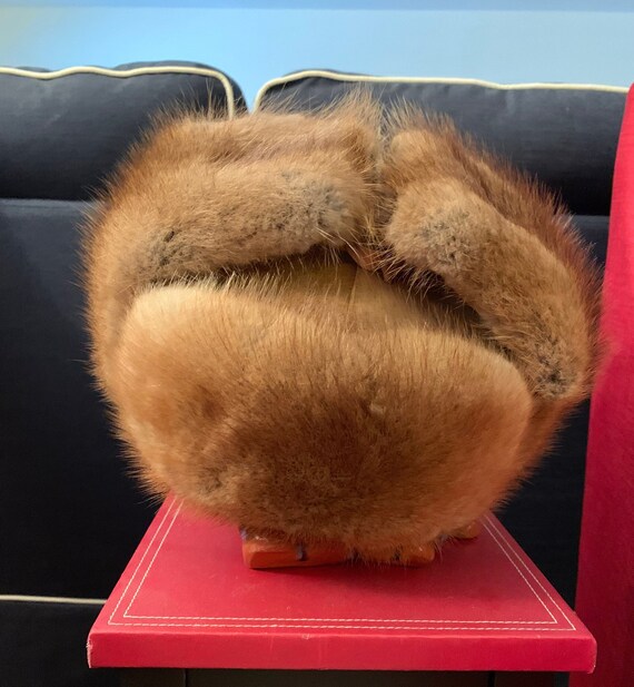 Vintage Red Fox Fur & Suede Hat With Ear Flaps Mens Fur Hat Etsy