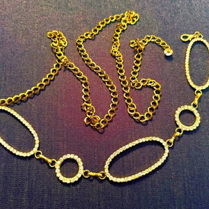 Vintage Rhinestone Belt Adjustable Chain Belt OSFA